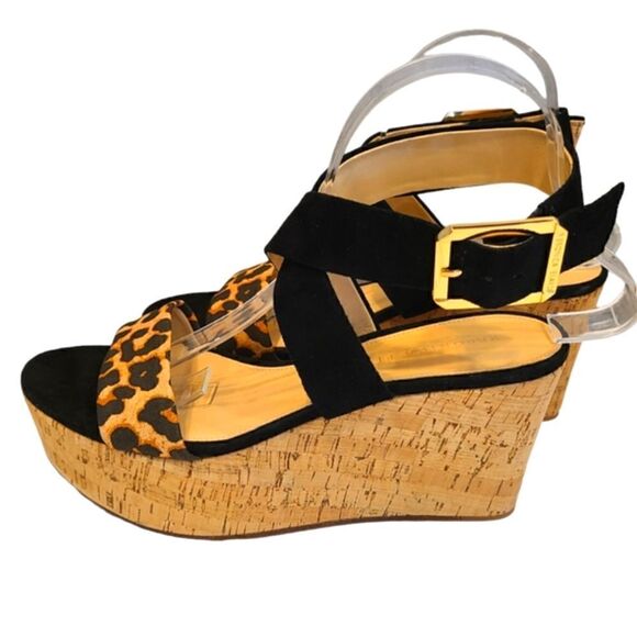 Veronica Beard Hurley Cross Ankle Strap Platform Wedge Animal Print Sandal | 8.5 - Picture 5 of 16